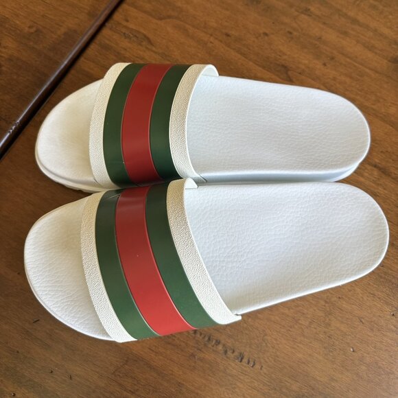 AUTHENTIC Gucci Men's Web Slide Signature Stripe Sandals - great condition - Picture 5 of 6